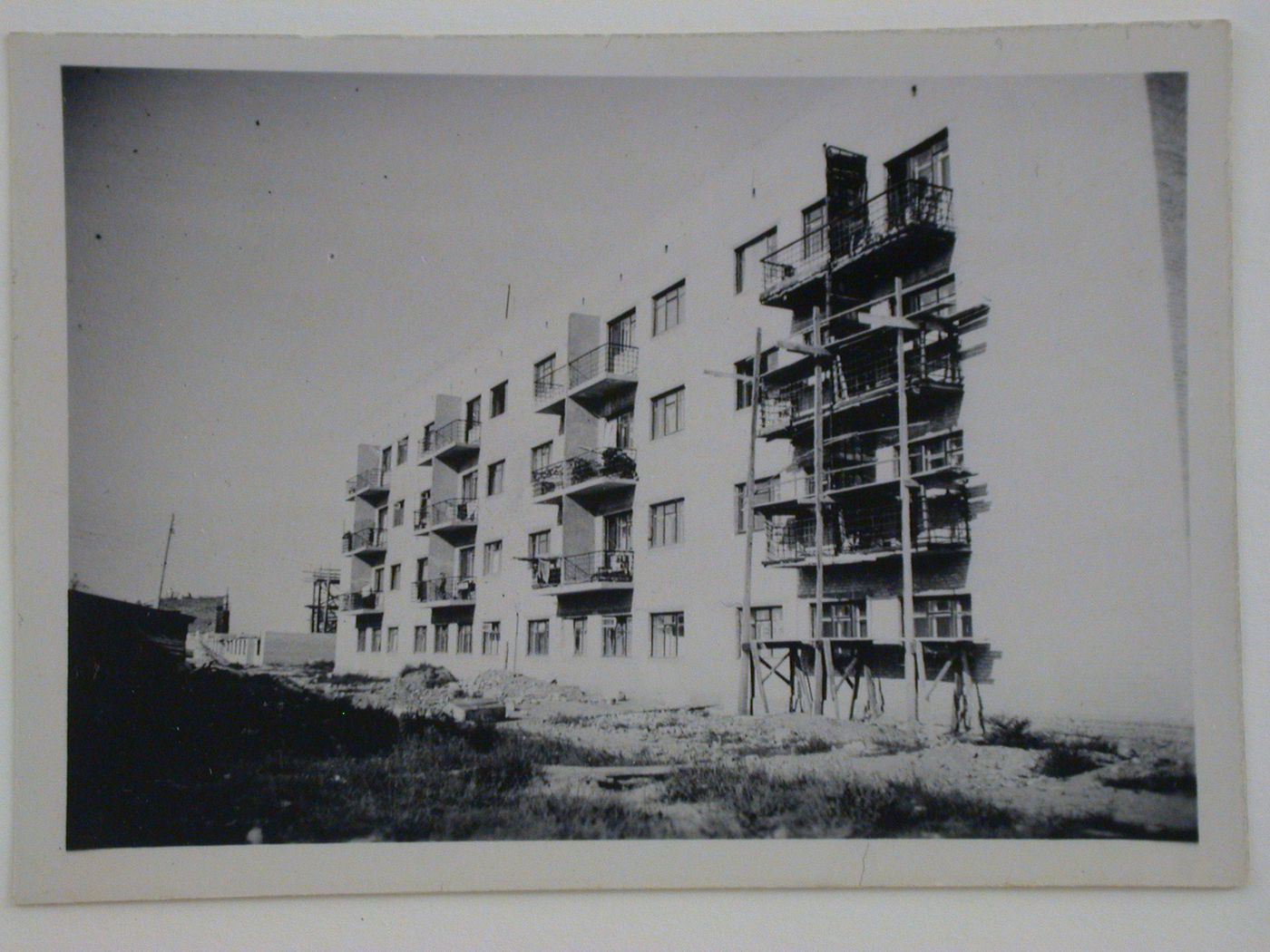 Exterior view of communal housing, Zaporozhe, Soviet Union (now in Ukraine)