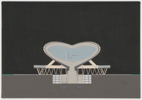 Collage of a section, Sala para el espectáculo plástico y el sonido en el espacio, Córdoba, Argentina