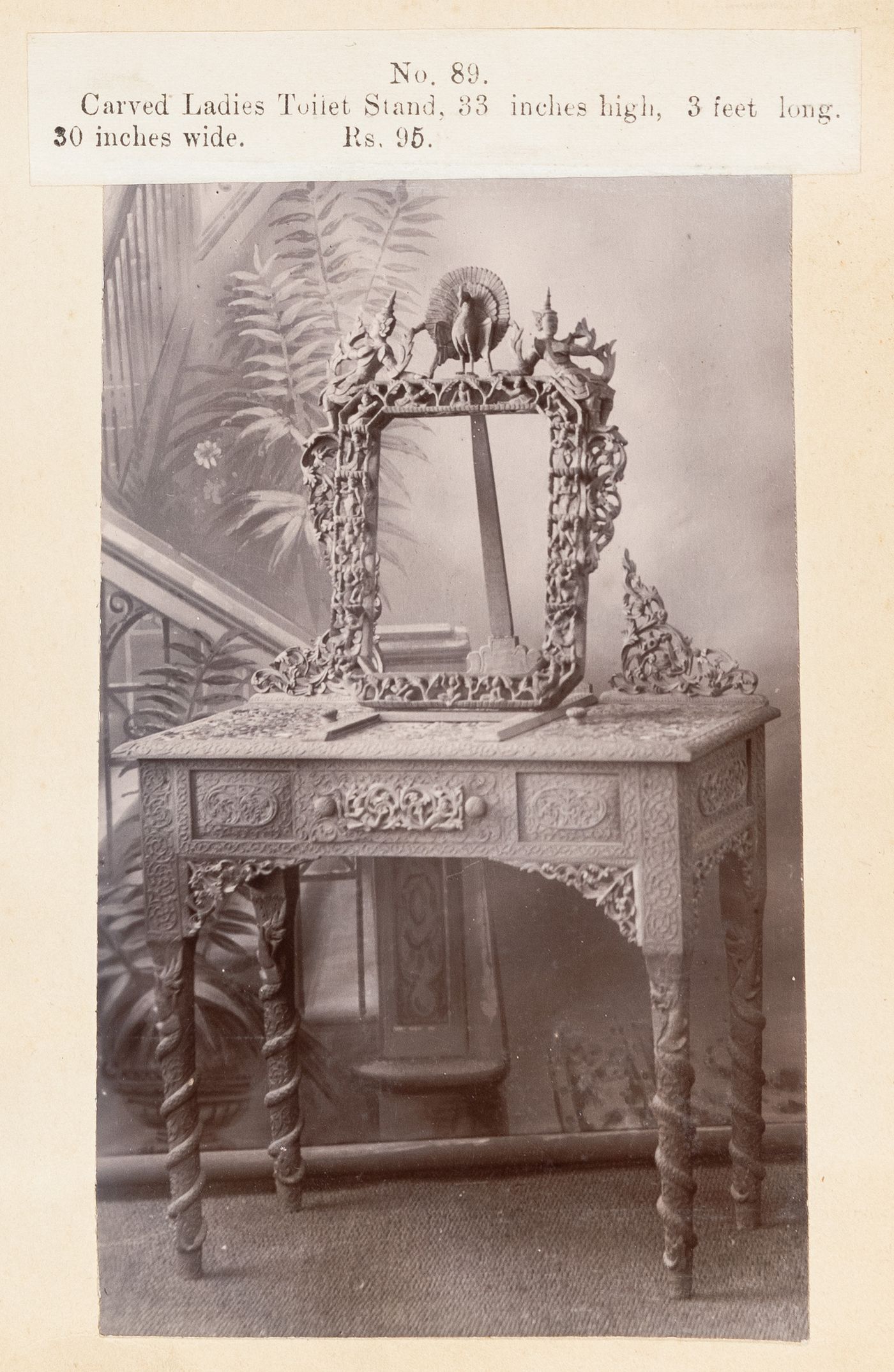 View of a dressing table, F. Beato Limited, C Road, Mandalay, Burma (now Myanmar)