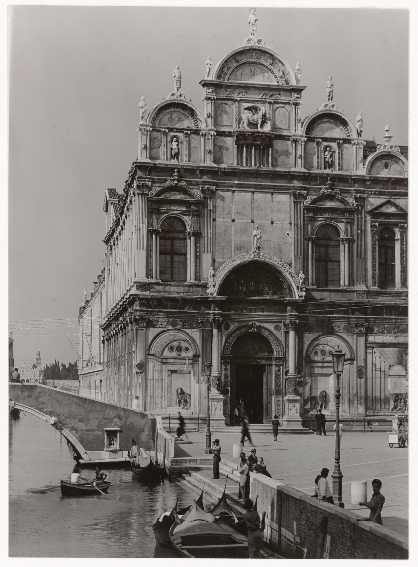 Partial view of the principal façade of the Scuola Grande di San Marco, Venice, Italy