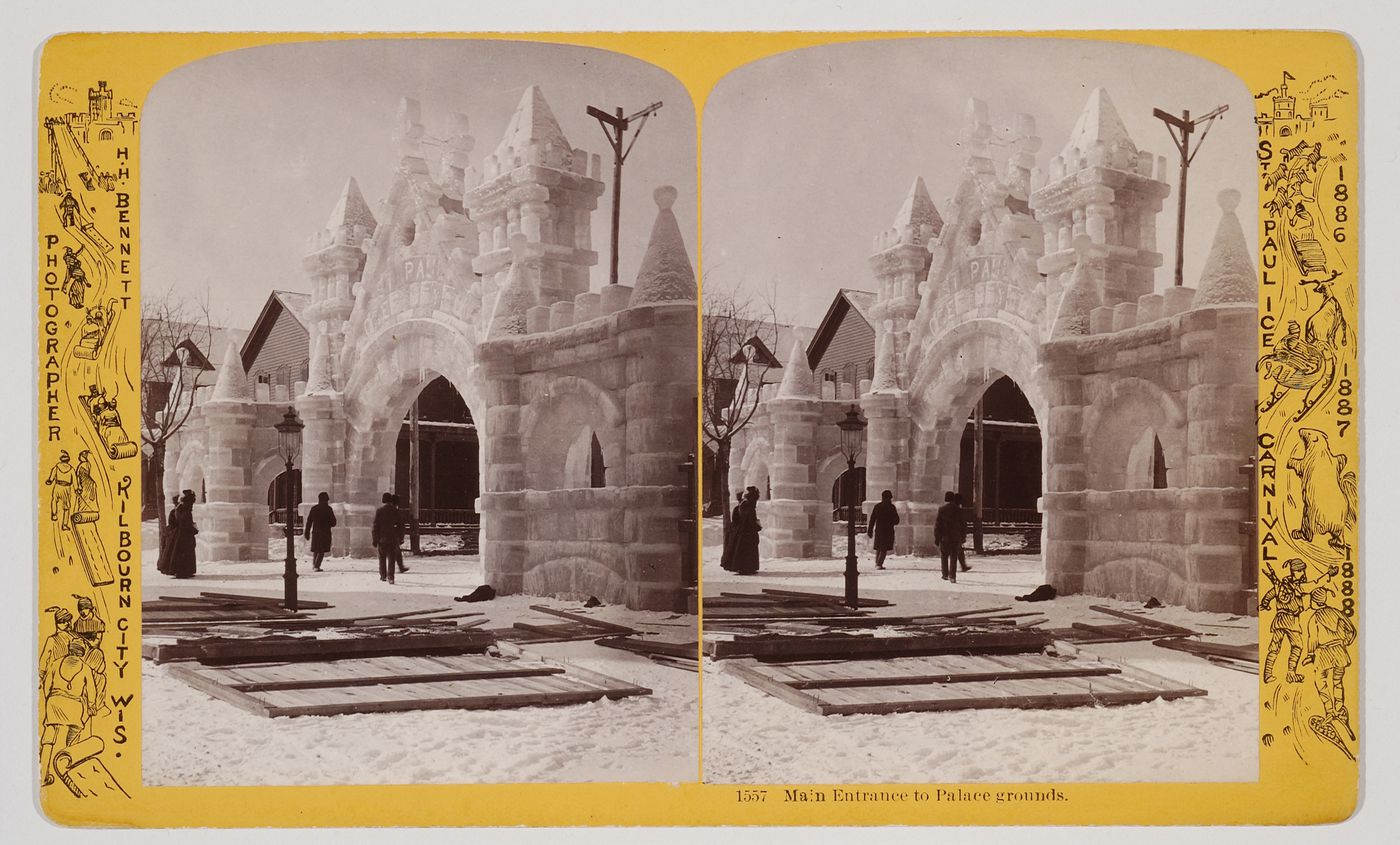 1557 Main entrance to Palace grounds. St. Paul Ice Carnival, 1886, 1887, 1888