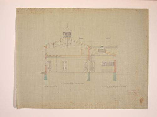Rear elevation of a stable for Charles H. Williams at 690 Delaware Avenue, Buffalo, New York