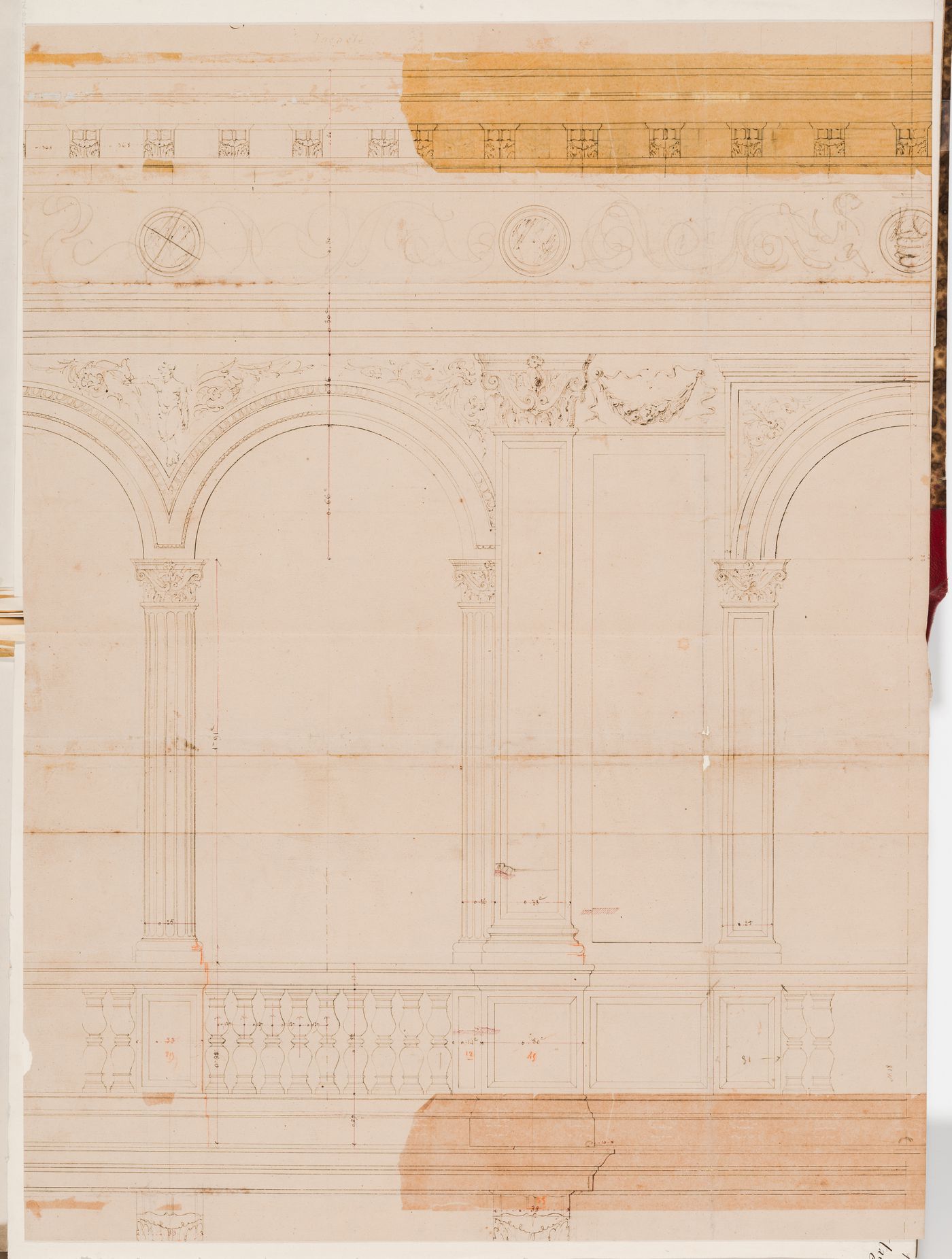 Partial elevation for the principal façade, Hôtel Soltykoff