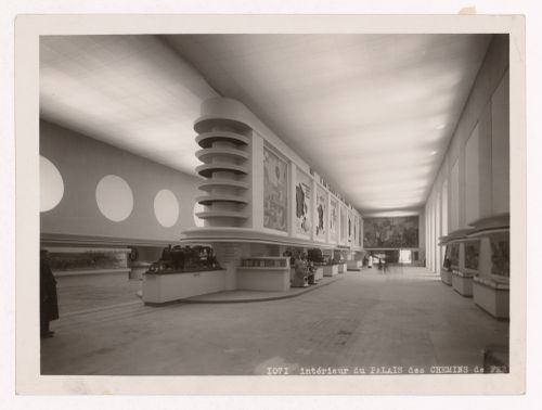 Interior view of Pavillon des Chemins de Fer (also known as the Palais des Chemins de Fer), 1937 Exposition internationale, Paris, France