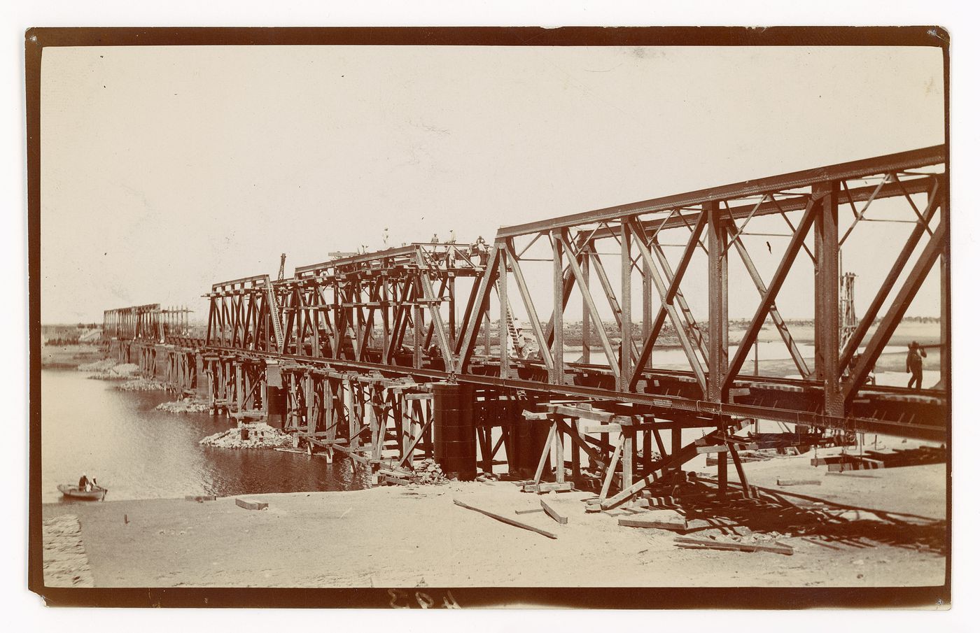 View of railway bridge in course of renewal in Al-Bara, Syria