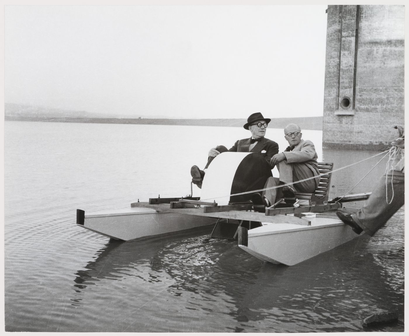 Le Corbusier and Pierre Jeanneret at Sukhna Lake in Chandigarh