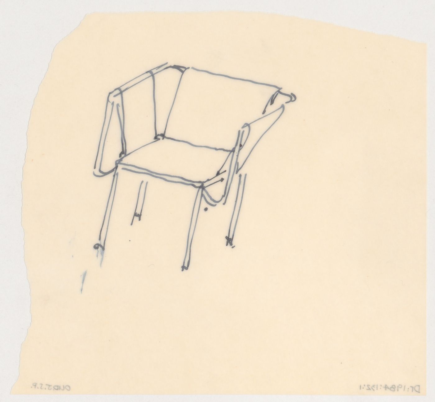 Sketch perspective for a chair, possibly for Metz & Co., Amsterdam, Netherlands