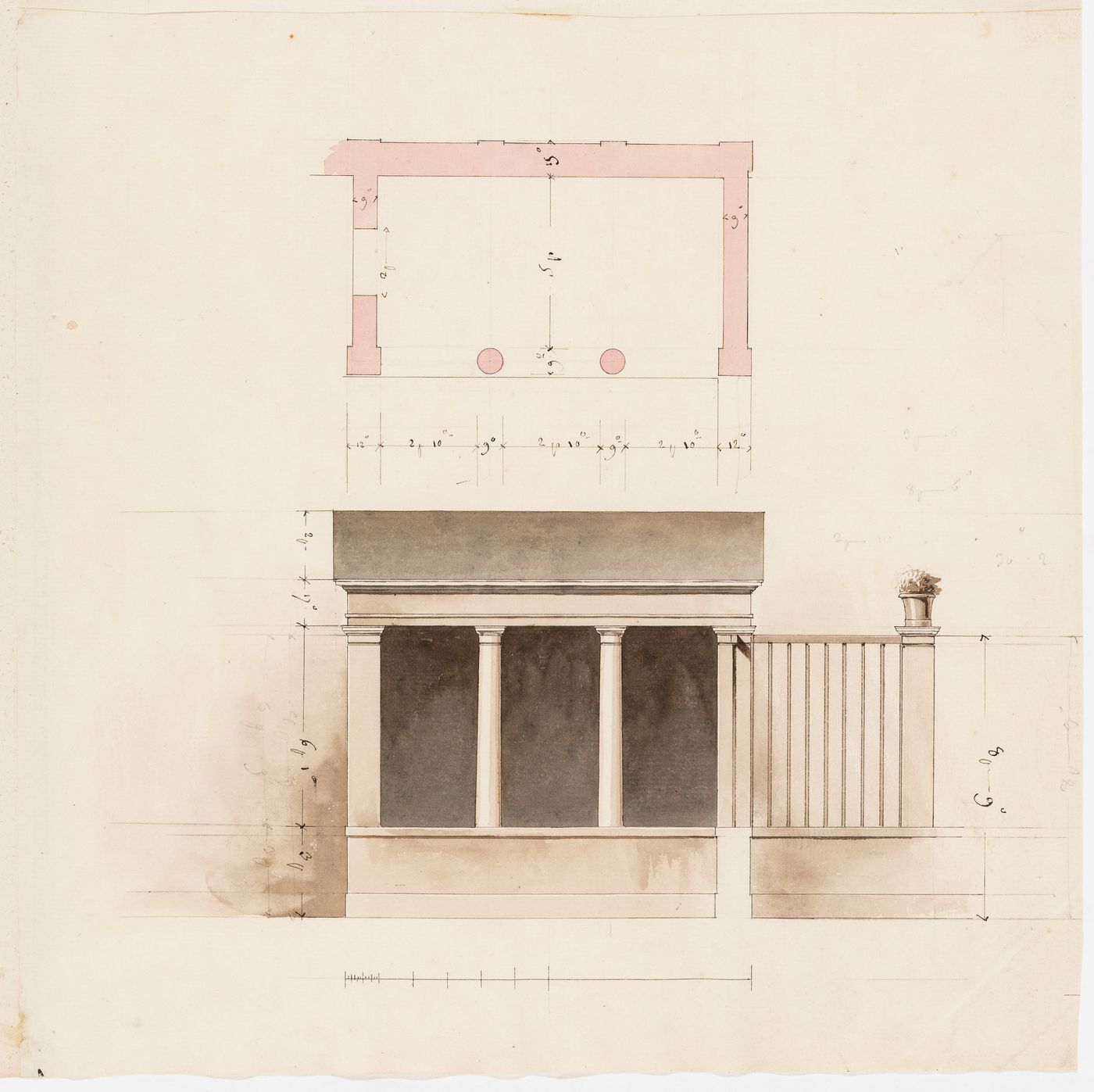 Plan and elevation for a pavilion, probably for a "guinguette"
