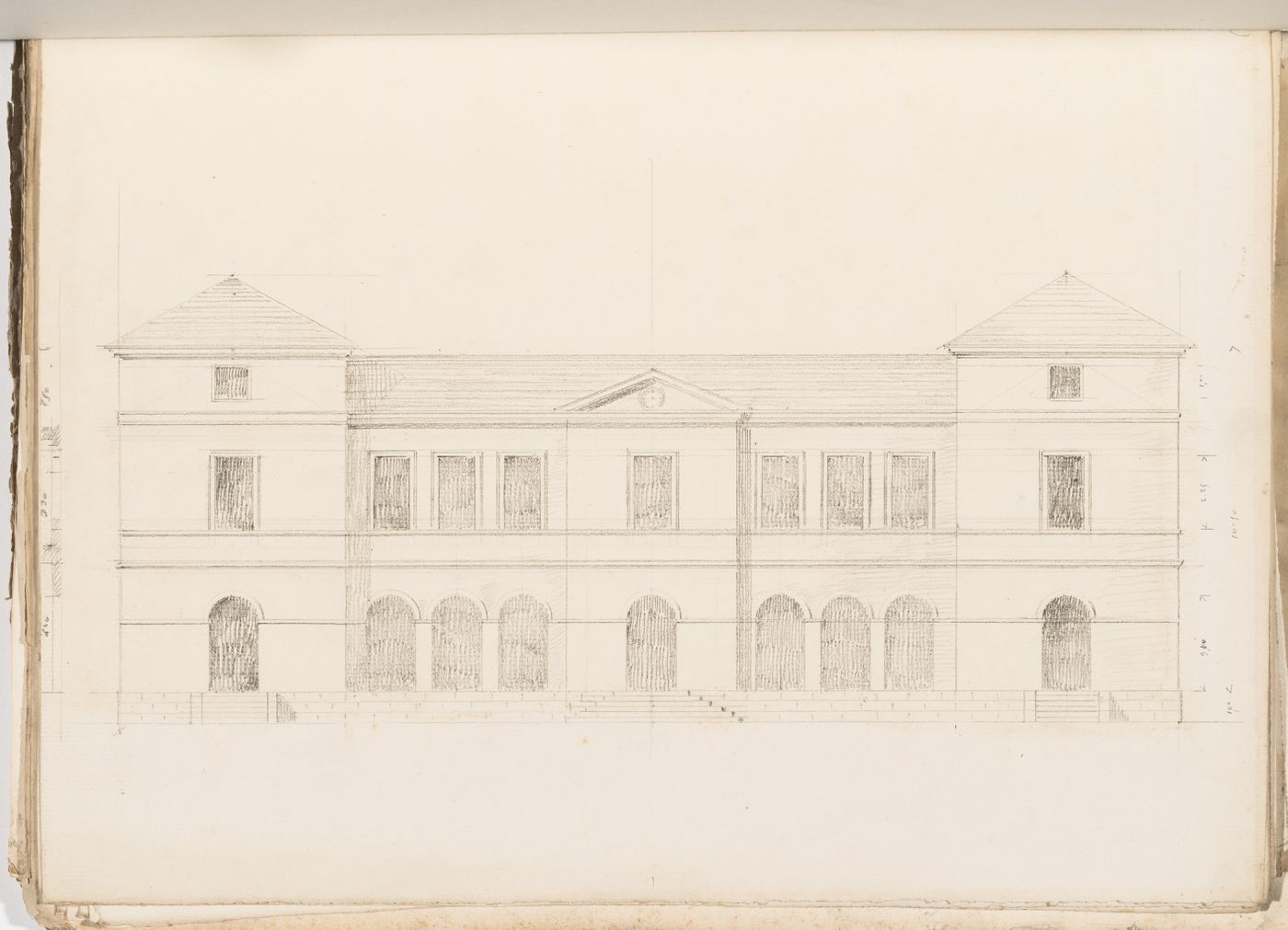 Project no. 3 for a country house for comte Treilhard: Principal elevation