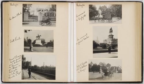 Washington. Devant la Treasury Executive grounds avec le monument de Sherman et l'Obelisque de Washington. Au 1er plan, M. Pannelier Conseilleur Municipal.