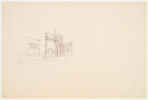 Teatro del Mondo, Venice, Italy: Sketch perspective of Venitian façades