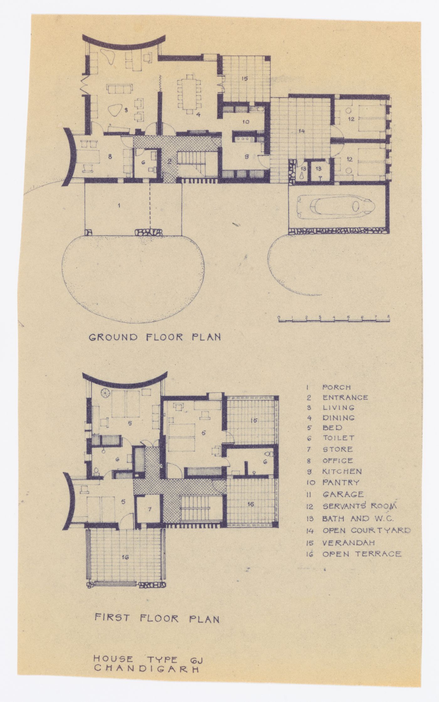 Floor plans for Hosue Type 6J in Chandigarh, India