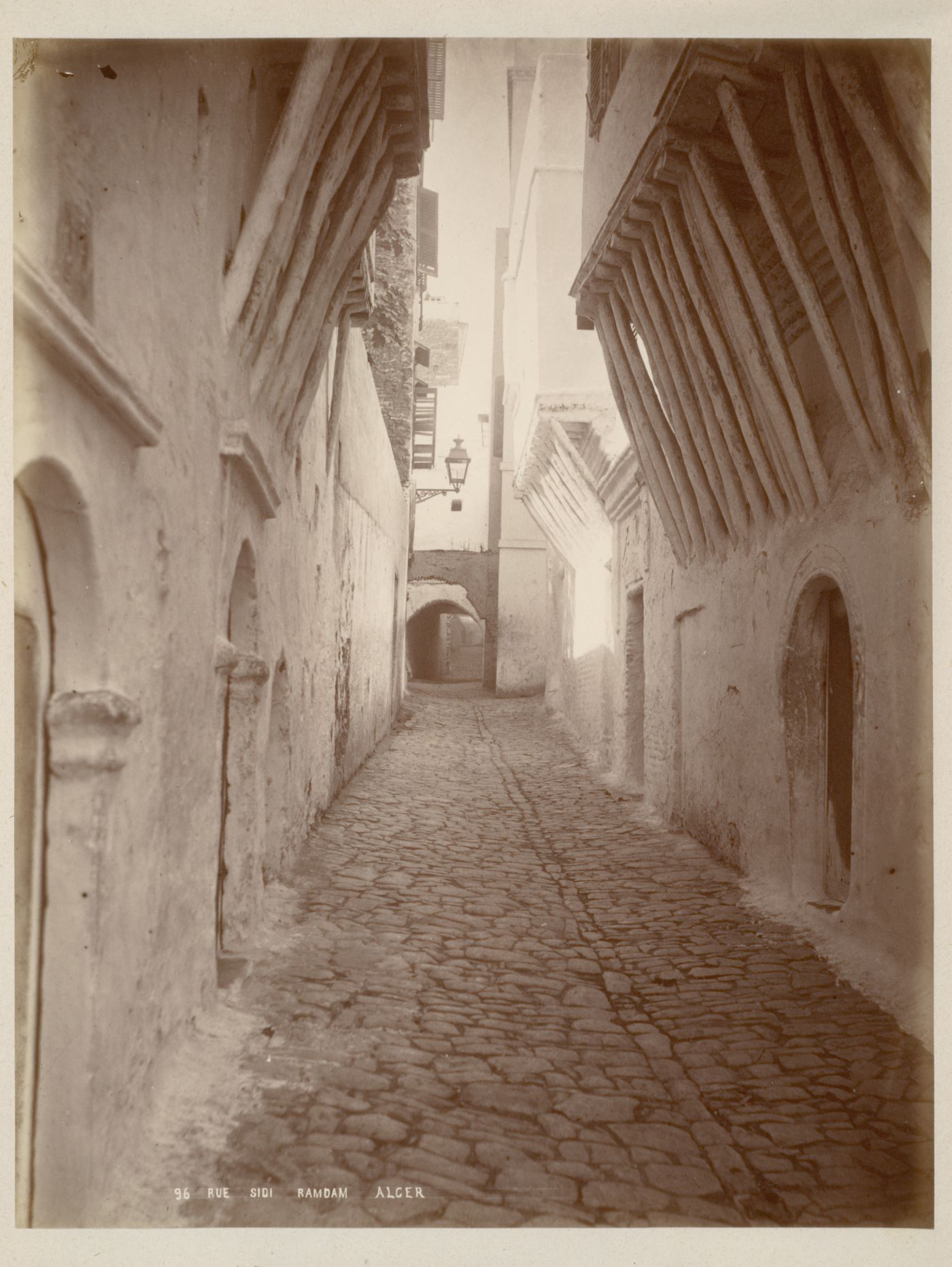 View of archway and cobblestone of Sidi Ramdane road, Algiers, Algeria