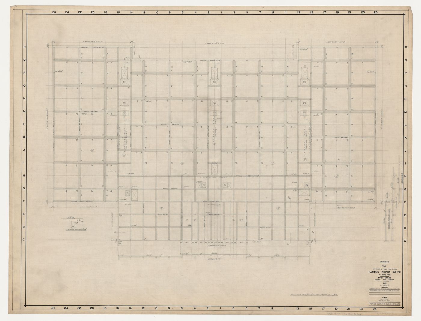 Toit principal : plan, Imprimerie Nationale du Canada, Hull, Québec, Canada