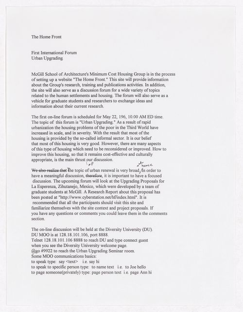 Draft text for "The Home Front" website