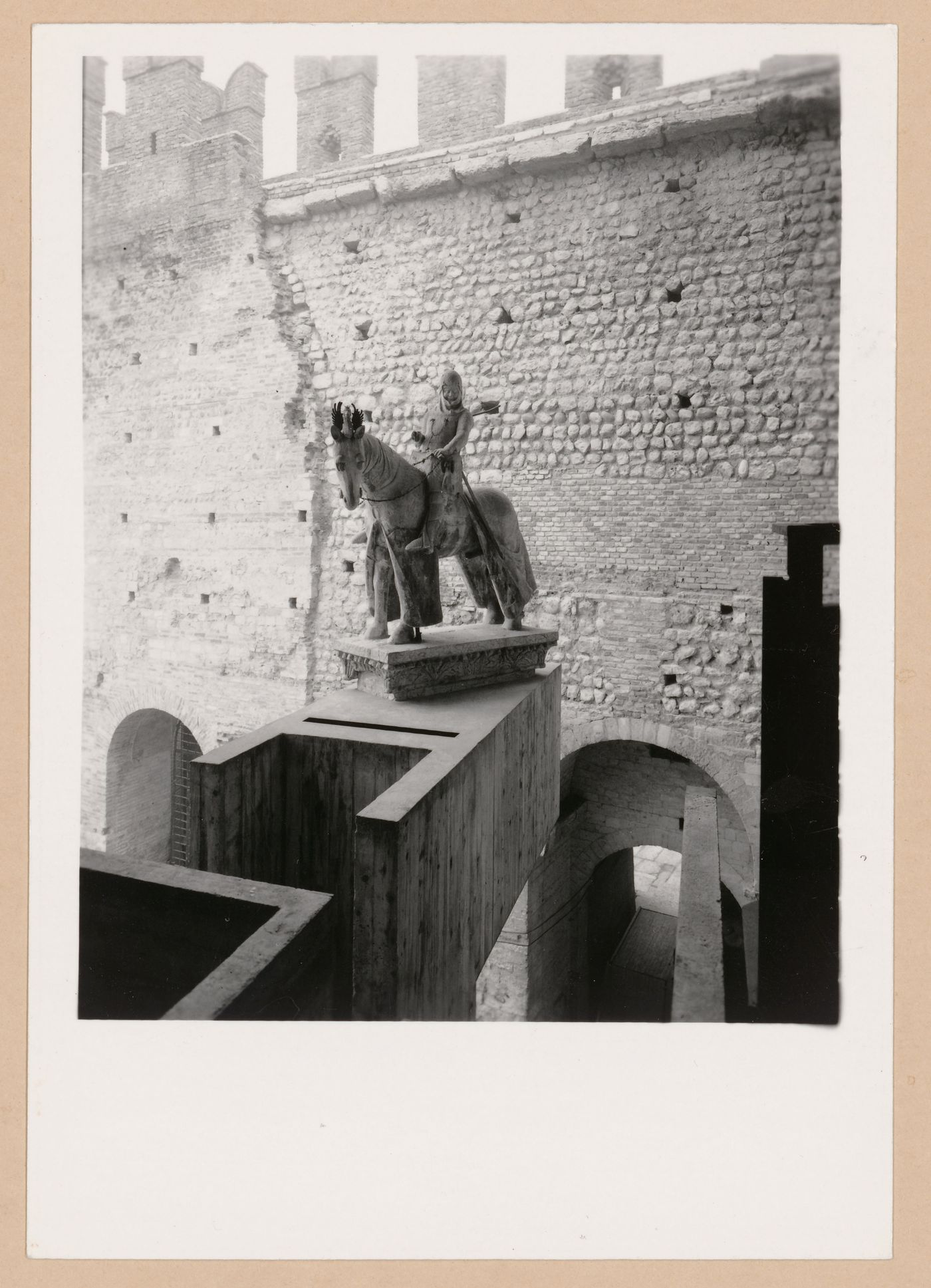 View of the Can Grande della Scala Statue, from the second floor, Museo di Castelvecchio, Verona, Italy
