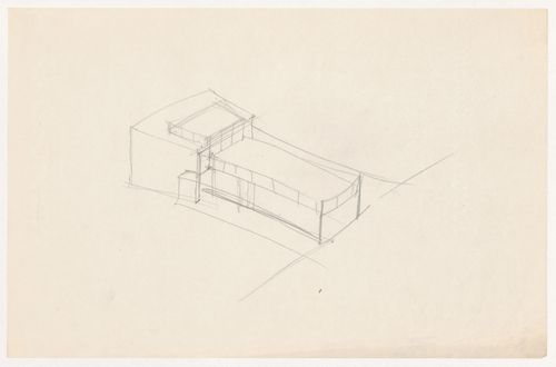 Axonometric sketch for an auditorium and connected building for Illinois Institute of Technology