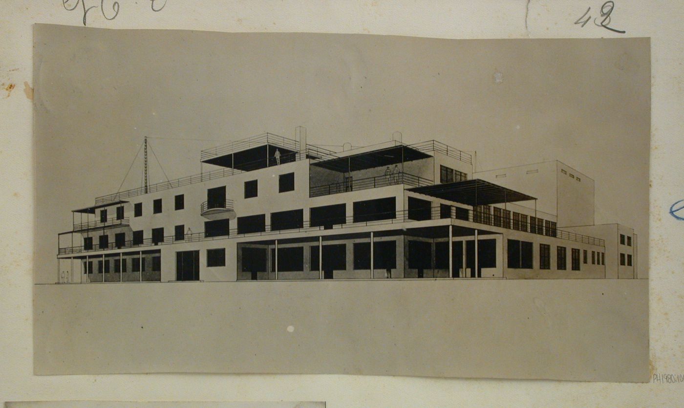 View of an elevation drawing for a club, U.S.S.R. (now Russia)