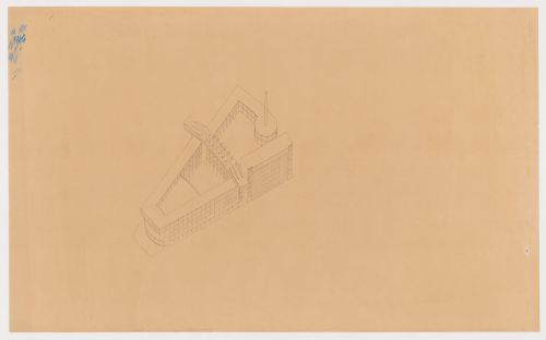 Axonometric for the 1926 design for People's University, Rotterdam, Netherlands