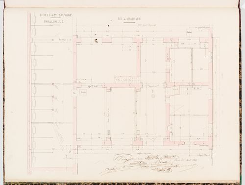 Ground floor plan for the "pavillon sud" for Hôtel Sauvage, Paris