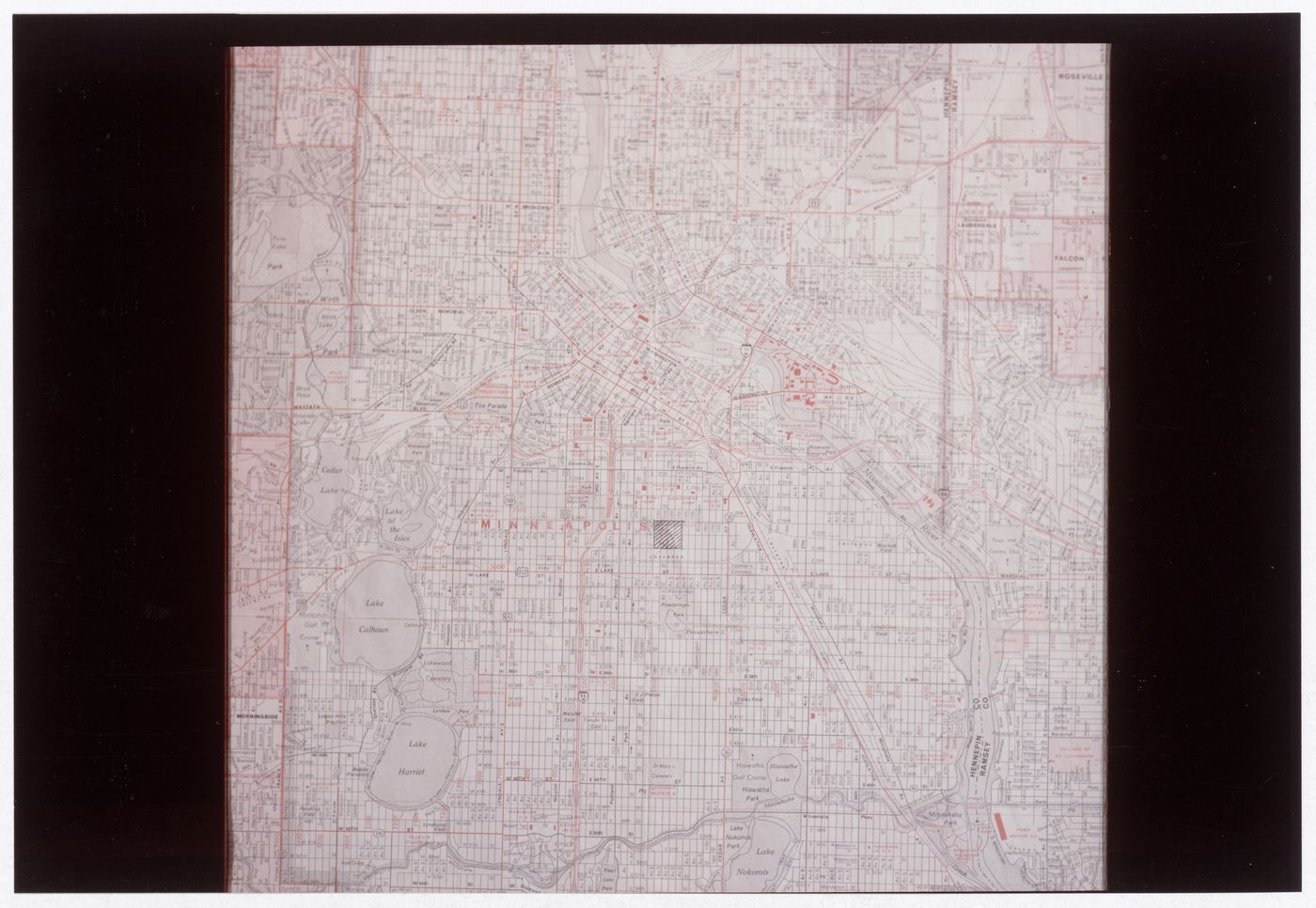 Photograph of a map of Minneapolis for Ice House II