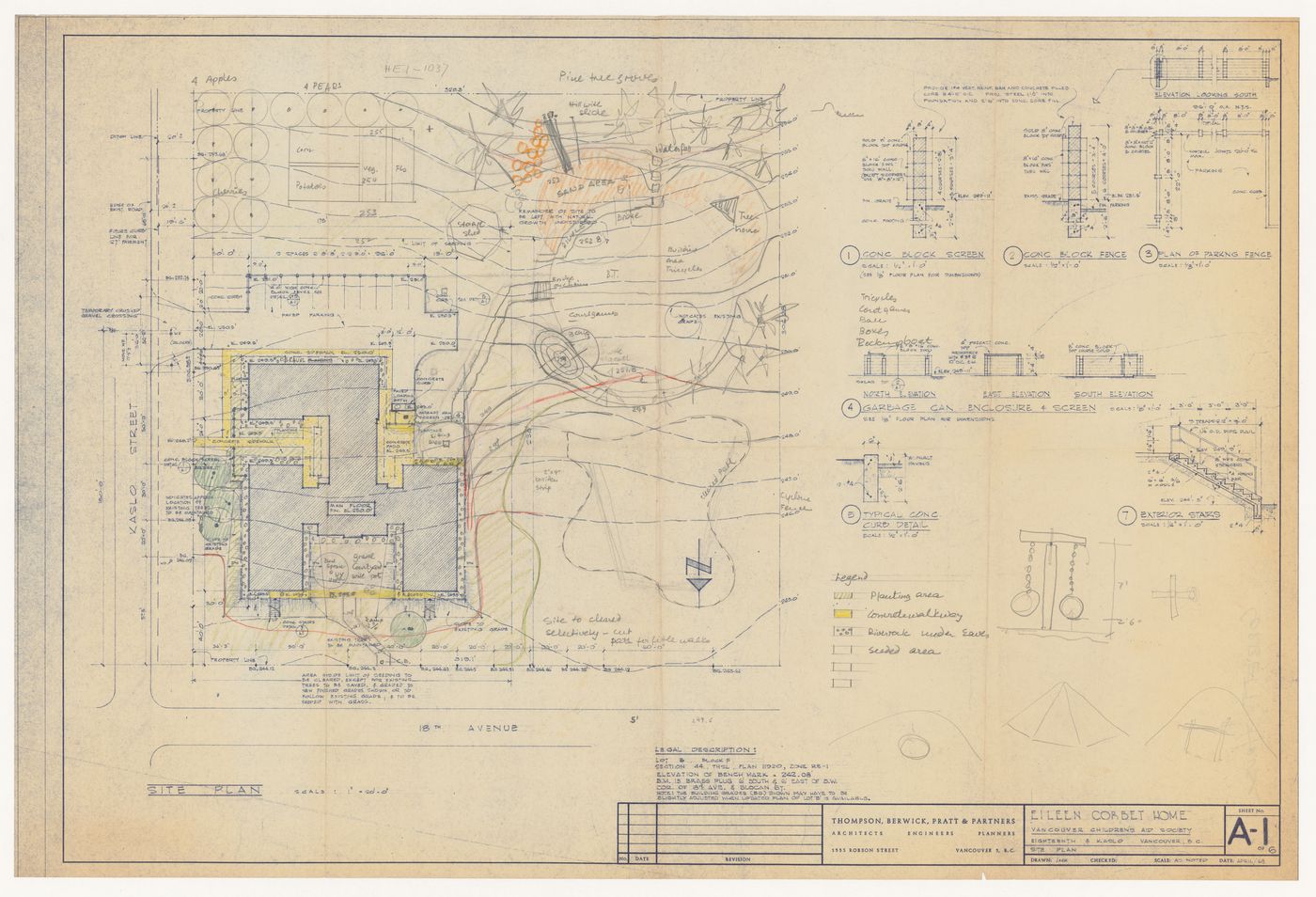 Site plan, including play area, for Eileen Colbert Home, Vancouver, British Columbia