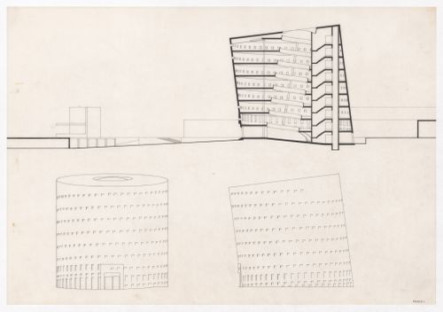 Elevations and section for Sede da Companhia Dom, Cologne, Germany