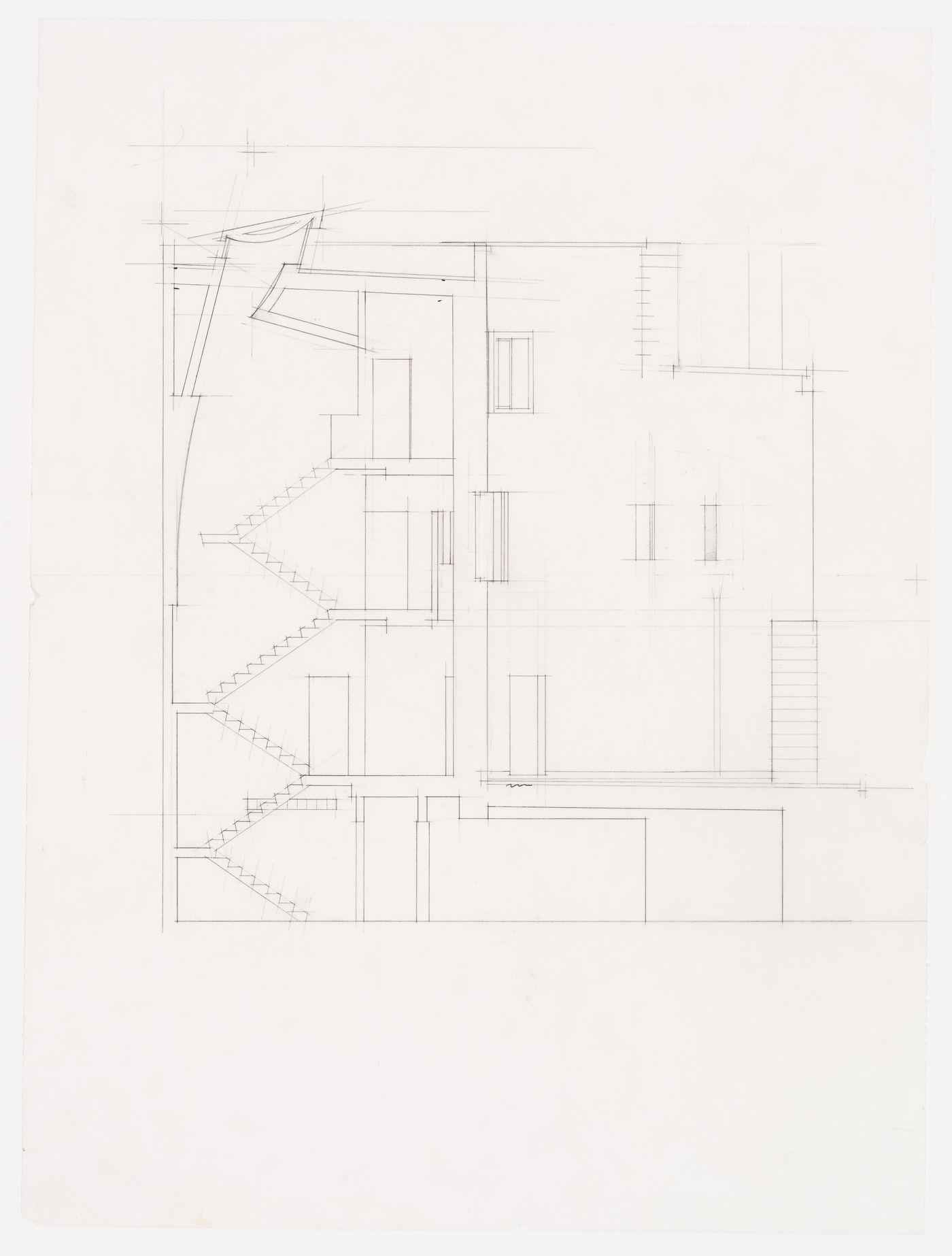 Section showing interior staircase for Casa Miggiano, Otranto, Italy