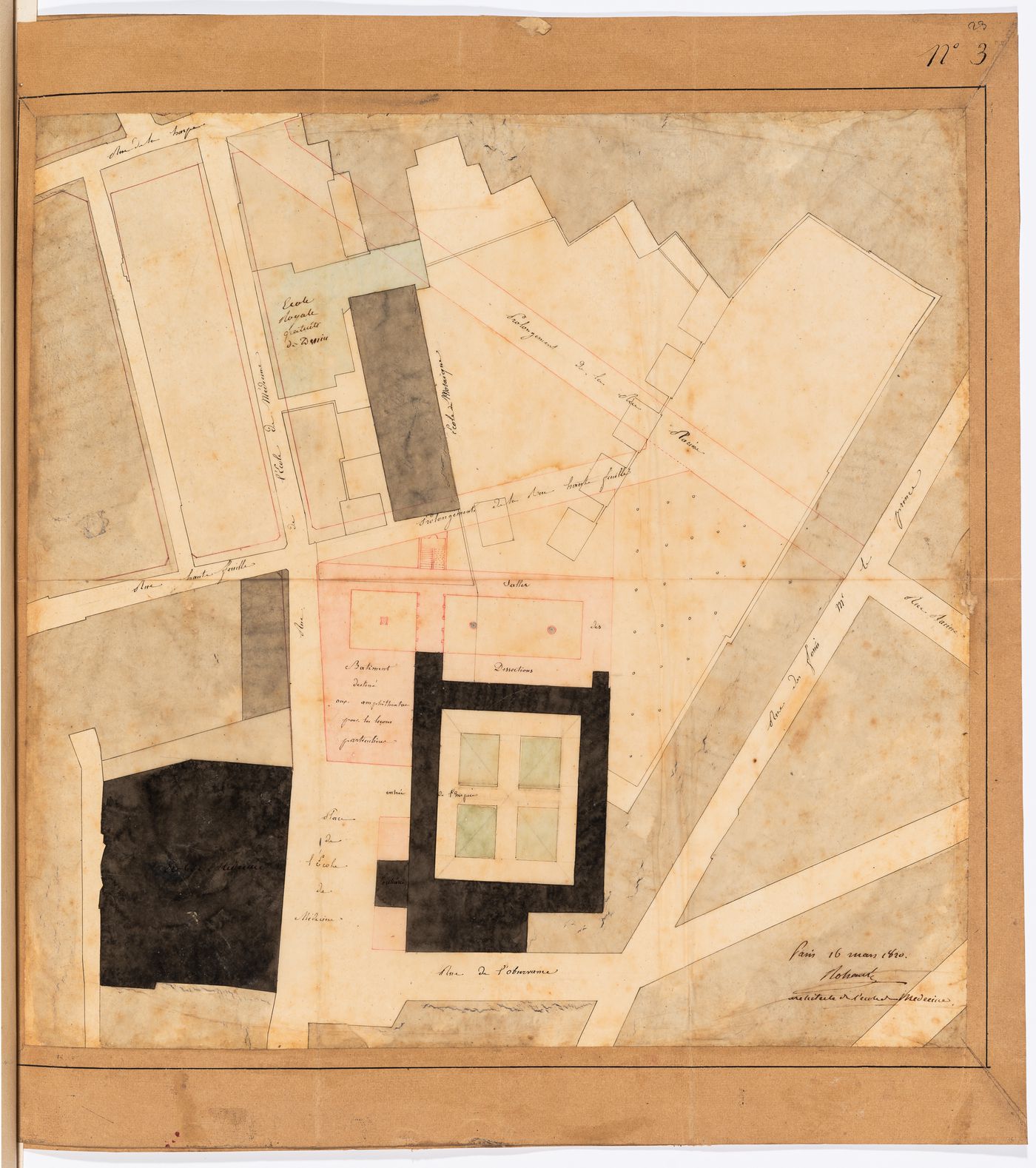 Project for the redevelopment of the École de médecine and surrounding area, Paris: Site plan before redevelopment