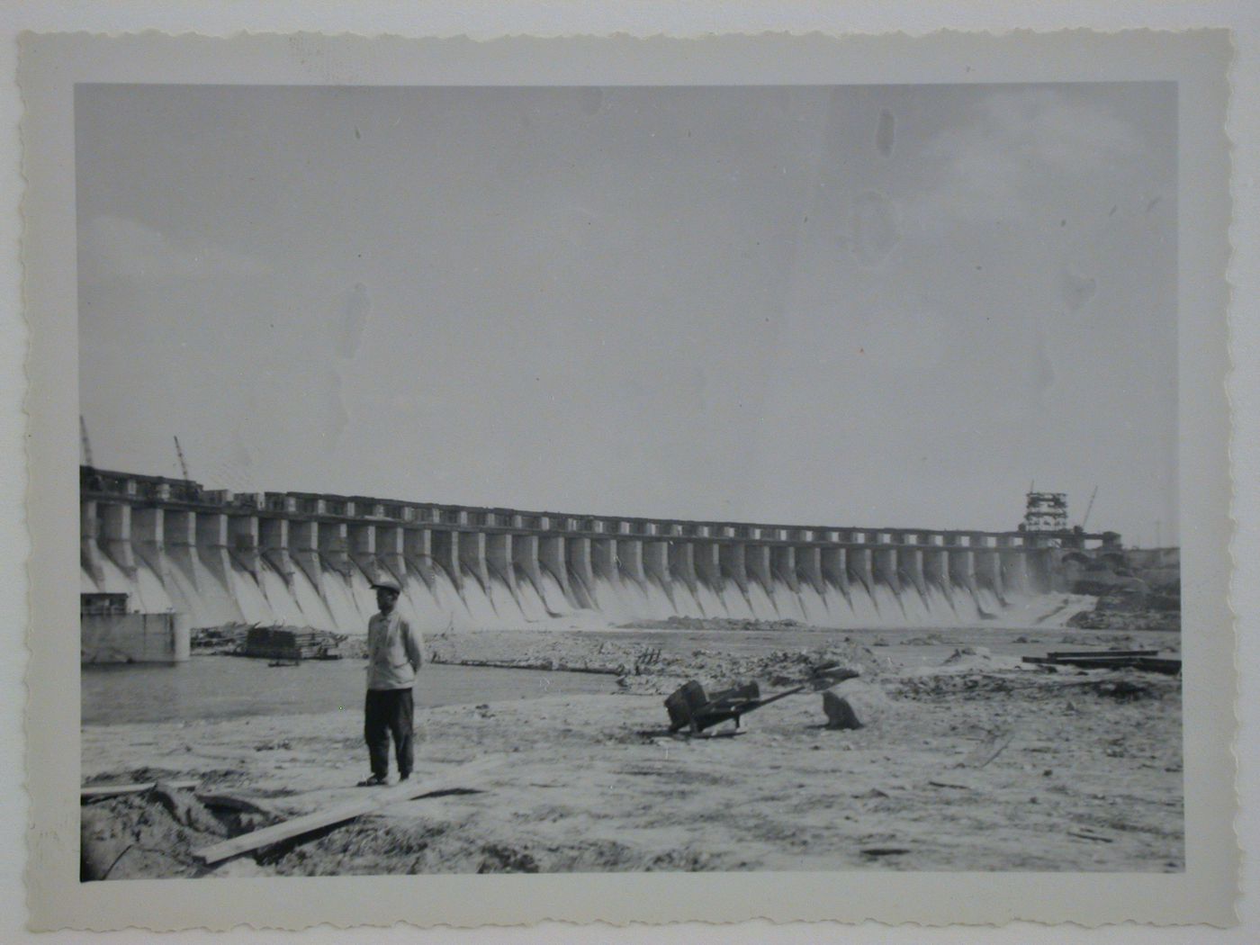 View of Dnieper Hydroelectric Power Station dam, Zaporozhe, Soviet Union (now in Ukraine)