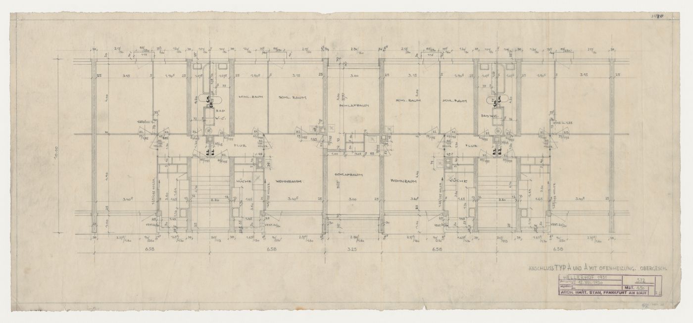 Plan for type A and type AO housing units, Hellerhof Housing Estate, Frankfurt am Main, Germany