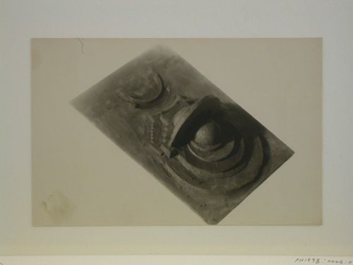 Photograph of a clay [?] model for the first round of competition for a "synthetic theater" in Sverdlovsk, Soviet Union (now Ekaterinburg, Russia)