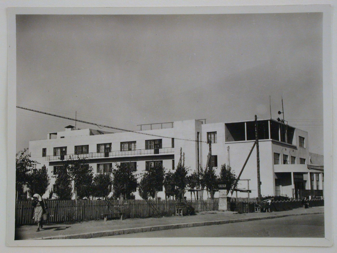 Exterior view of an unidentifed communal services building or apartment house