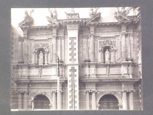 Partial view of the principal façade of the Church of San Bernardo, Mexico City, Mexico