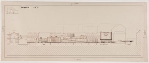 Staatsgalerie, Stuttgart, Germany: sectional elevation