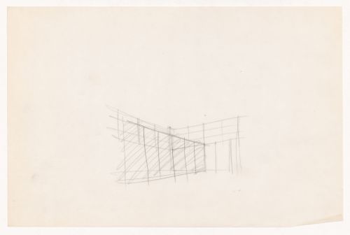 Perspective sketch showing glazed partition for the Gymnasium