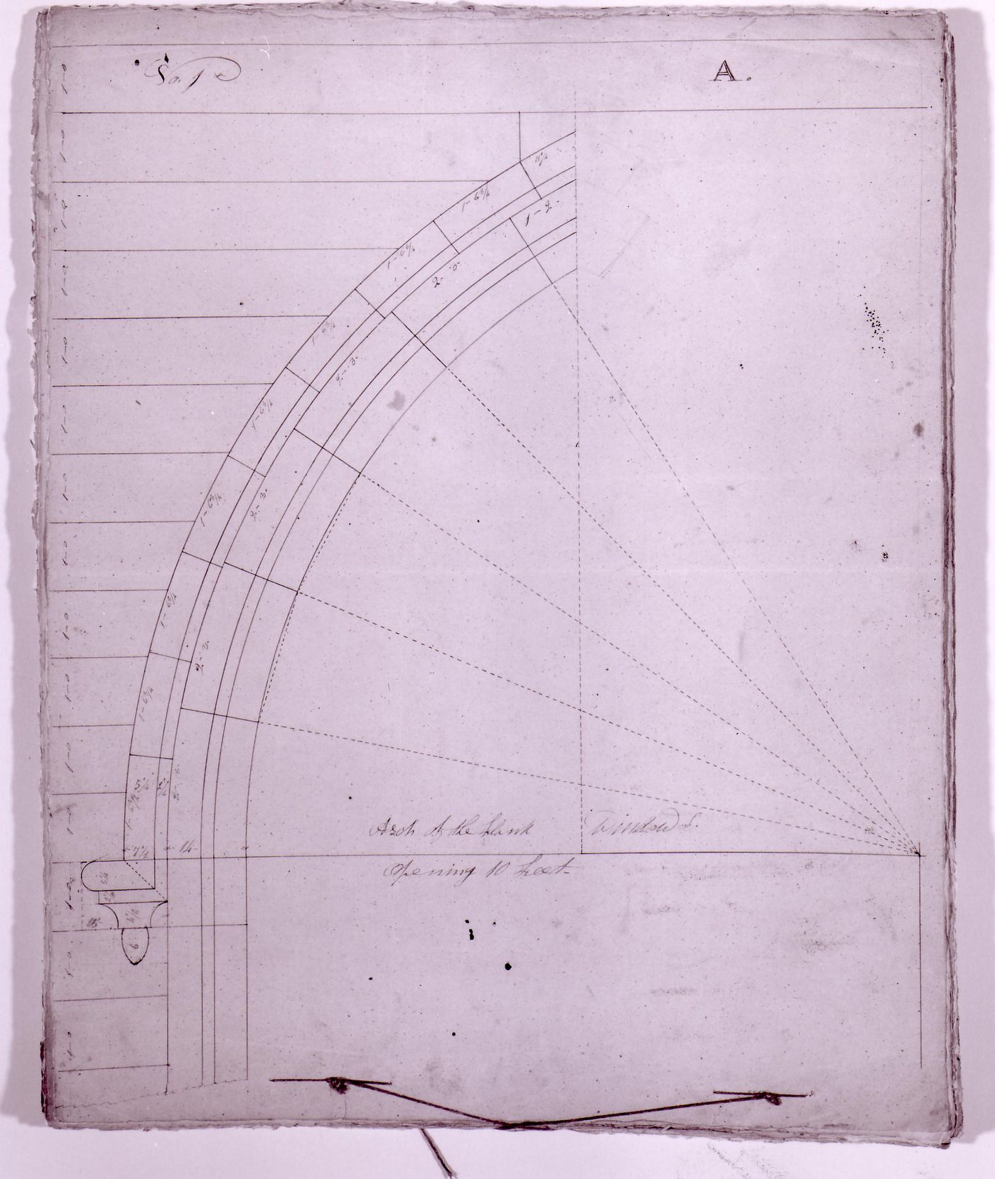 Partial elevation for masonry mouldings for tower windows for Notre-Dame de Montréal