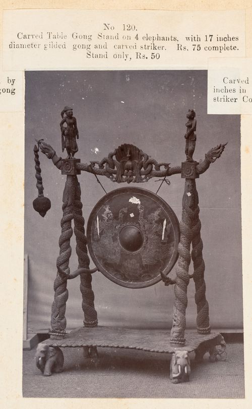 View of a gong, F. Beato Limited, C Road, Mandalay, Burma (now Myanmar)