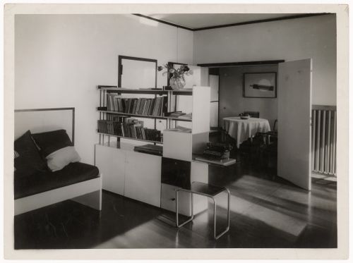 Interior view of the dining and living rooms of Moholy-Nagy's house showing furniture designed by Marcel Breuer, Bauhaus Masters' Housing, Dessau, Germany