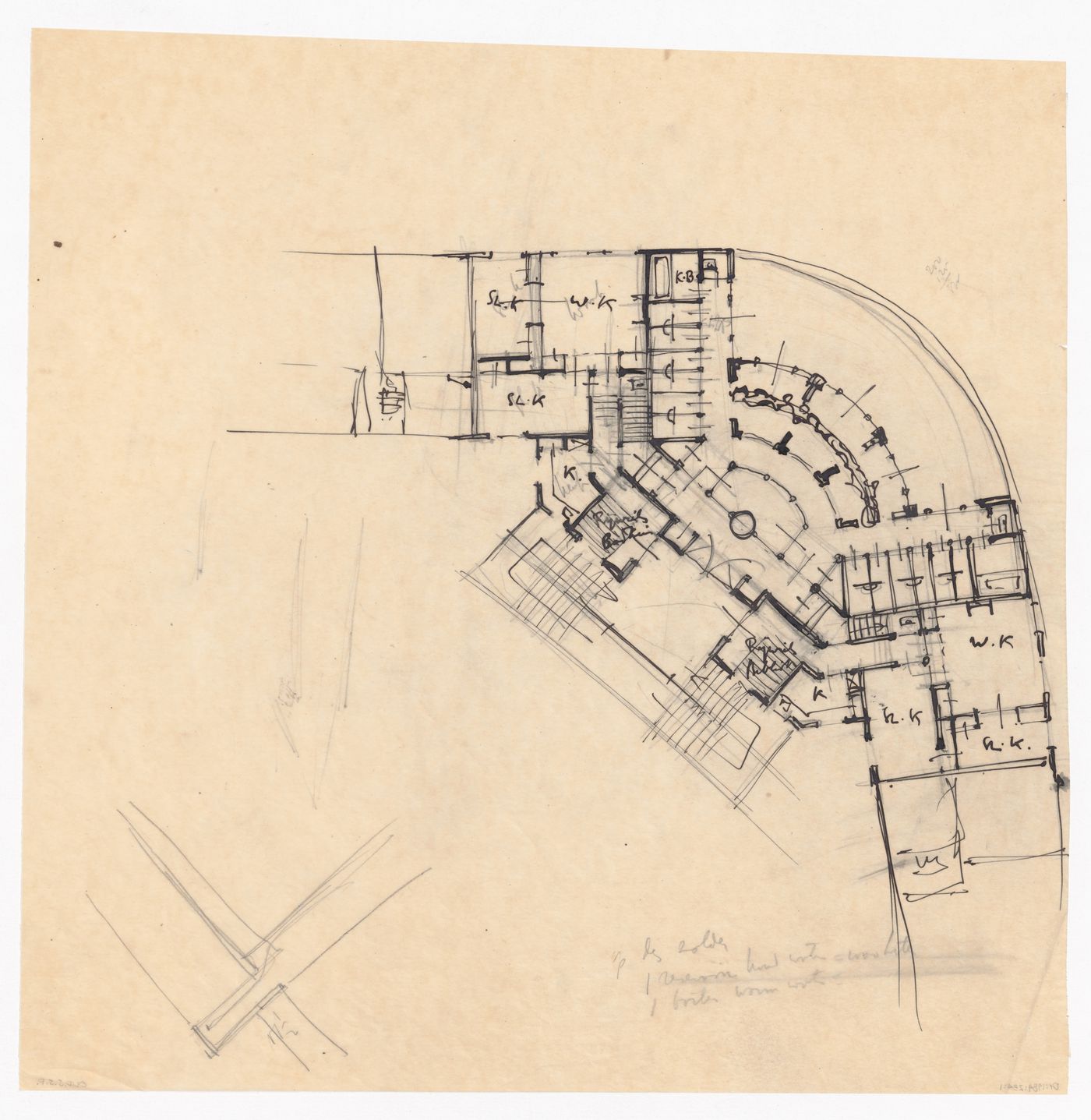 Sketch plan for a city hall for the reconstruction of the Hofplein (city centre), Rotterdam, Netherlands