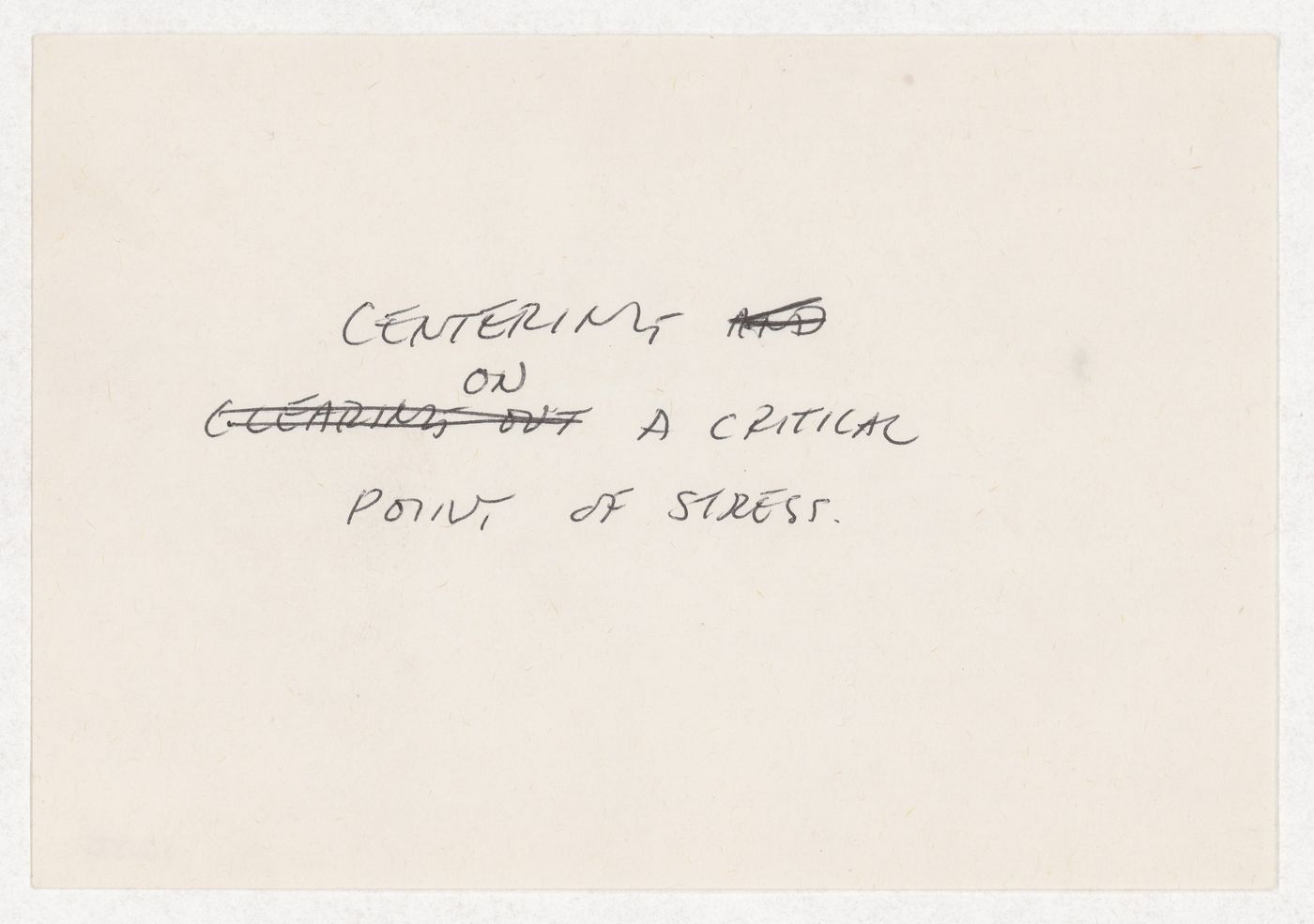 Centering on a critical point of stress.