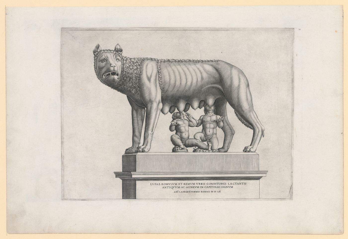 Perspective of the Capitoline Wolf with Romulus and Remus, Rome