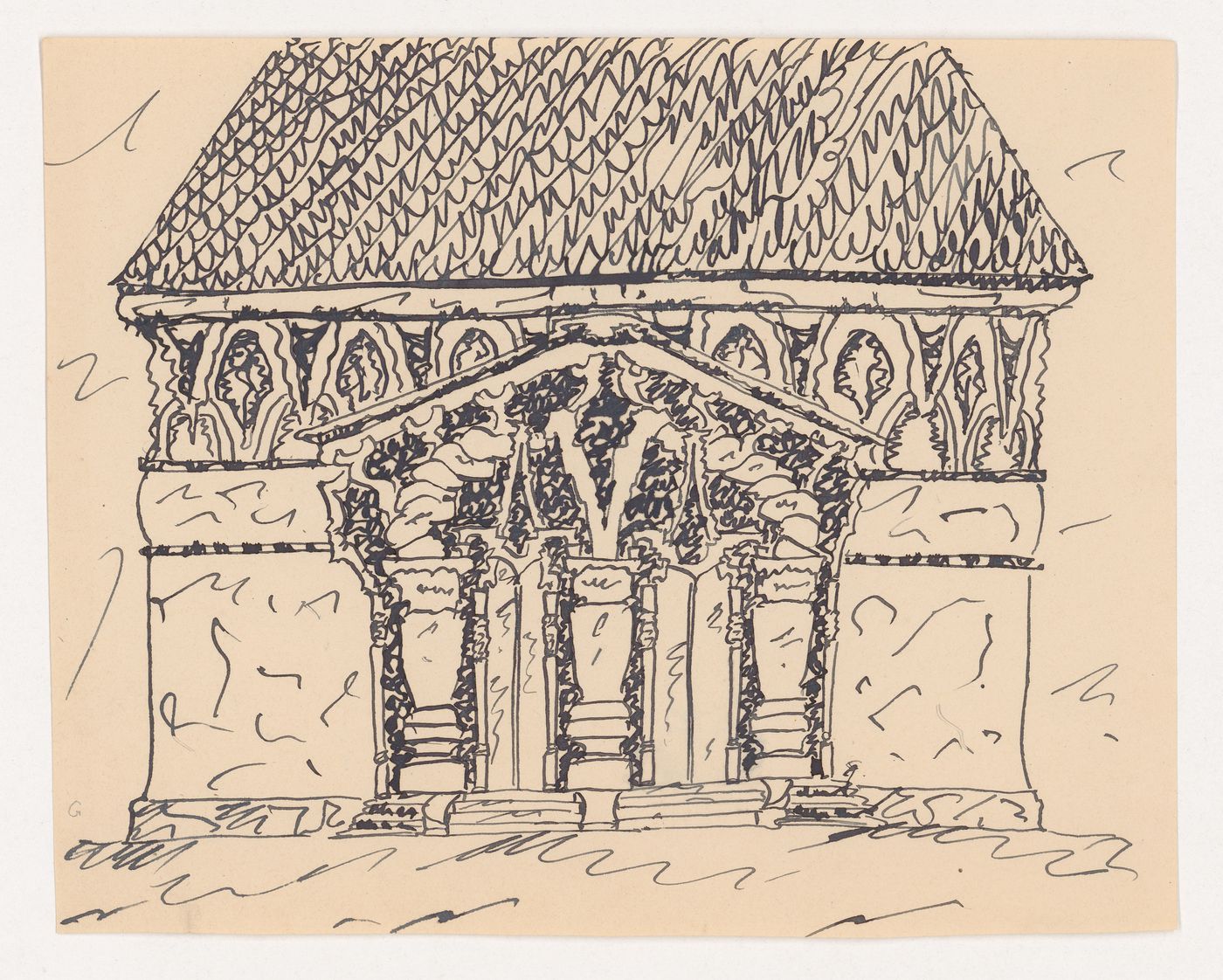 Front elevation of a visionary project for a chapel
