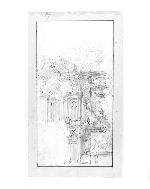 Perspective sketch for the salone of the Villa della Regina, Turin