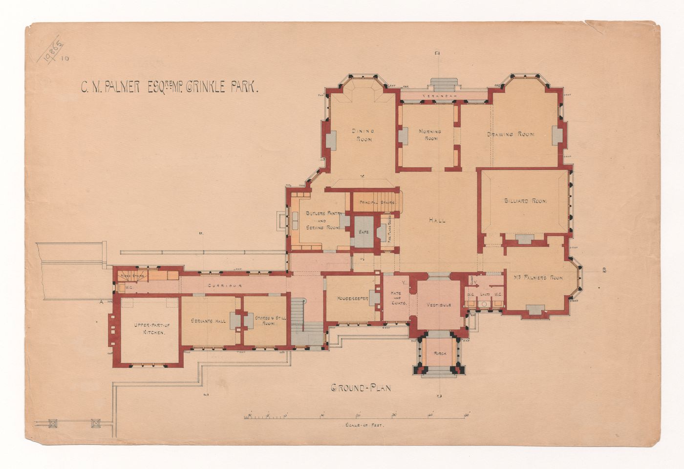 Grinkle Park, Loftus-in-Cleveland: Alterations to house of Charles Palmer, ground plan