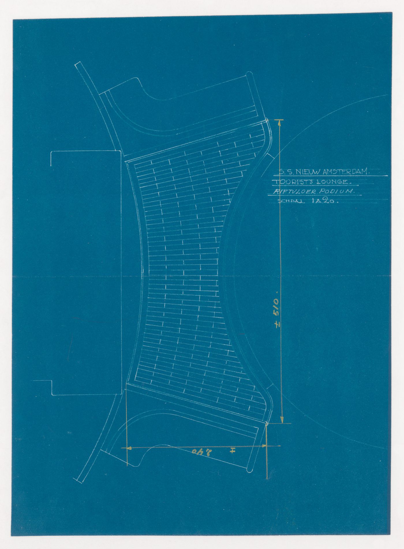 Plan for a stage for the tourists' lounge for the S.s. Nieuw Amsterdam