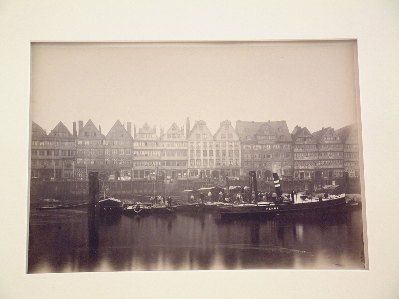 View of Kehrwieder street and quay from the Binnenhafen, Hamburg, Germany