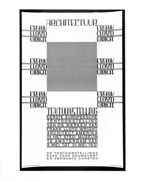 Poster announcing the 1931 exhibition of the work of Frank Lloyd Wright at the Stedelijk Museum, Amsterdam, Netherlands