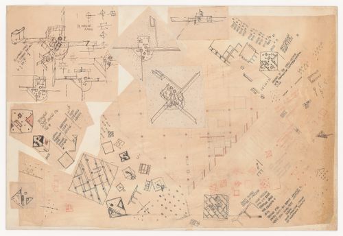 Collaged sketches with annotations for Diamond House