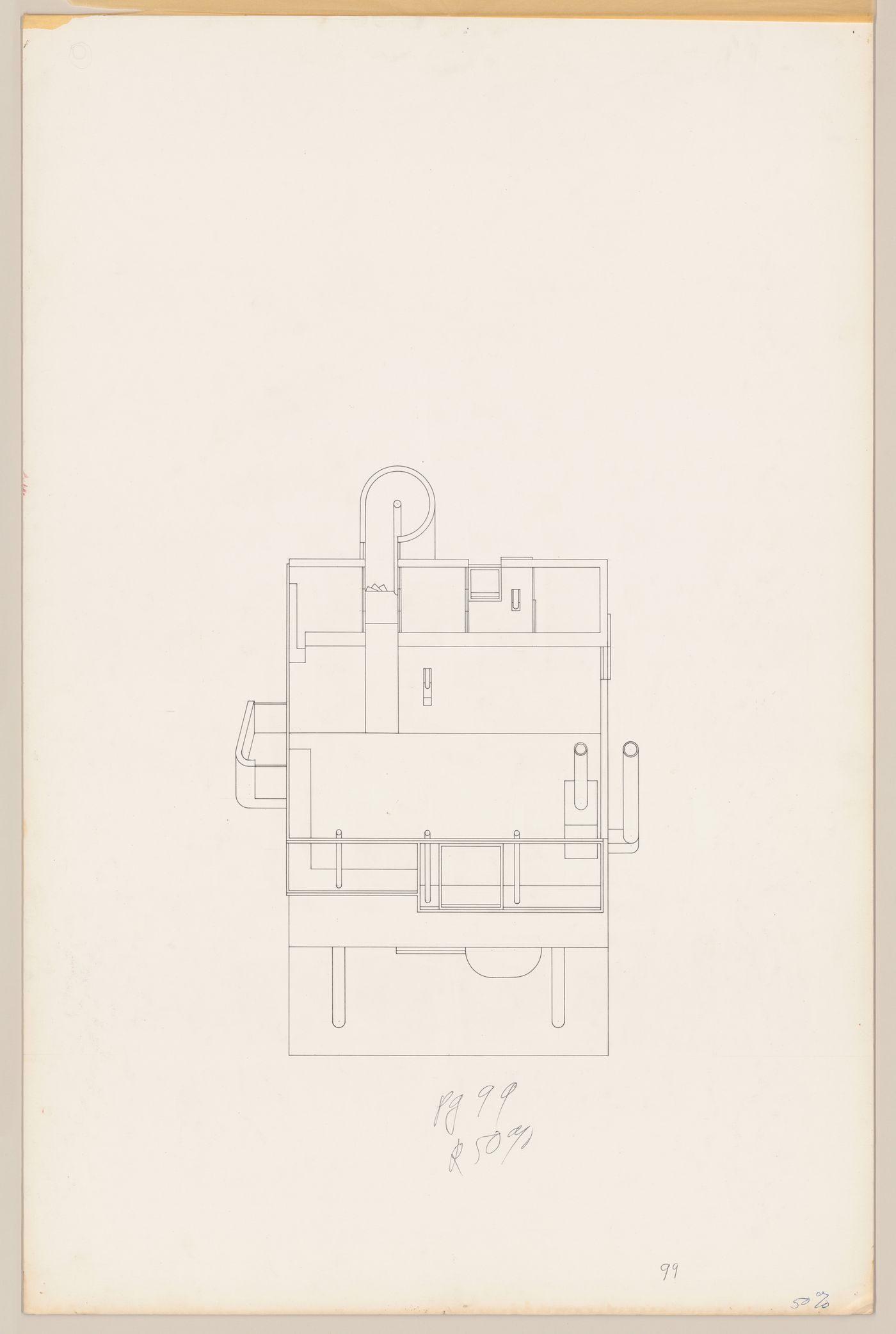 Axonometric with notes for Bernstein House